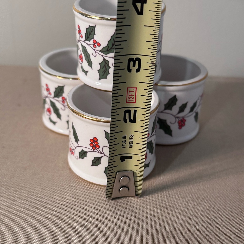 Festive Holly Berry Ceramic Napkin Rings - Picture 5 of 8